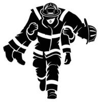 Fireman carrying a man in silhouette vector