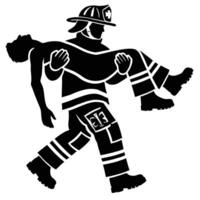 Fireman carrying a man on his back vector