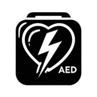 A black and white icon of an aed heart vector