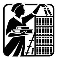 A woman holding books in a library vector