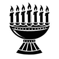 A black and white illustration of a menorah vector