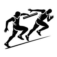 Two men running with batons on a white background vector