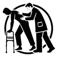 A man is helping another man with a walker vector