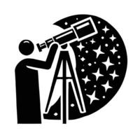 A man looking through a telescope with stars in the background vector