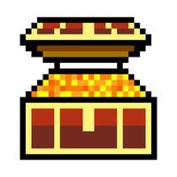 Treasure chest with open lid in pixel art style vector