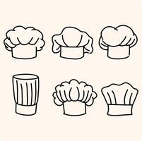 set of vintage chef and cook hats qith handdrawn doodle style vecto vector