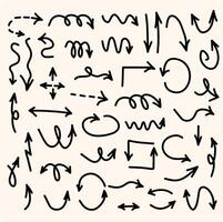 Simple lines made with black arrows hand drawn in various styles. vector