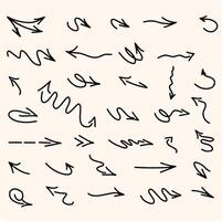 Set of Hand drawn arrows doodle on white background. design element illustration vector
