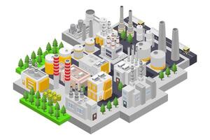 An illustration of a factory with a large chimney vector