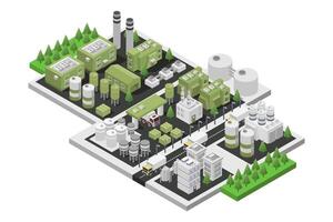 An illustration of a factory with a green background vector