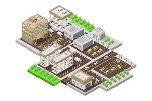 Isometric city with a lot of buildings and trees vector
