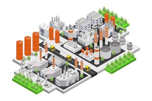 An illustration of a factory with a large chimney vector