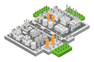 An illustration of a factory with a large building vector