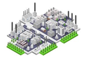 An isometric illustration of a factory vector