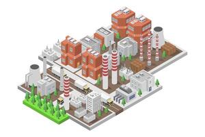 An isometric illustration of a factory vector