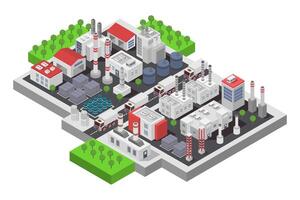 An isometric illustration of a factory vector