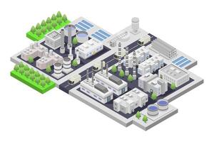An illustration of a factory with a large building vector