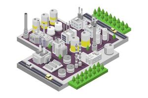 An illustration of a factory with a large chimney vector
