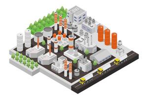 An industrial plant with a factory and trees vector