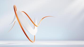 Abstract flowing orange curve lines background, 3d rendering video