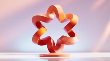 Abstract orange curve frame background, 3d rendering. video