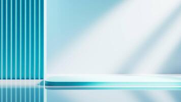 Empty building structure with creative blue geometries, 3d rendering video