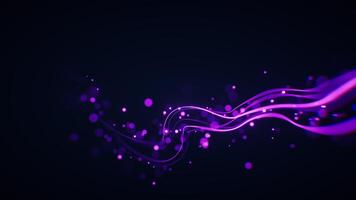 Abstract glowing wave lines and shiny particles, 3d rendering video