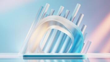 Empty stage with creative curve geometries, 3d rendering. video