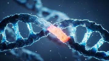 Biological DNA structure with gene mutation concept, 3d rendering. video