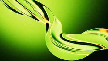 Abstract green gradient curve glass background, 3d rendering. video