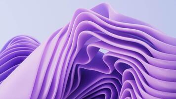 Flowing gradient purple curves ribbons background, 3d rendering video