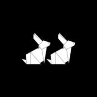 Pair Rabbit or Bunny Shape Inspired by Origami Form, can use for Logo, Pictogram, Cute Animal Figure, Website, Apps, or Graphic Design Element. Flat and Simple vector
