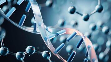 DNA structure with molecular background, 3d rendering. video