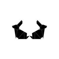 Pair Rabbit or Bunny Shape Inspired by Origami Form, can use for Logo, Pictogram, Cute Animal Figure, Website, Apps, or Graphic Design Element. Editable and Memorable. vector