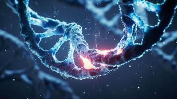 Biological DNA structure with bioengineering, 3d rendering. video