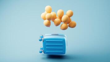 Loop animation of luggage and balloons with cartoon style, 3d rendering. video