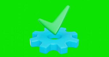 3D Checkmark Rotating in Gear Seamless Loop Animation video