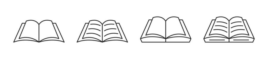 Book icon set. Book line art. Editable line width. illustratio vector