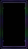 Neon colorful rectangular frame with shining effects on black background with copy space Empty glowing techno backdrop video