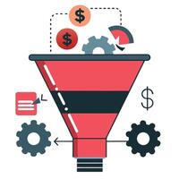 Visualizing the Customer Journey Through the Marketing Funnel Concept vector