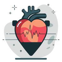 Intricate Heart Concept Illustration with Interconnected Lines and Symbols vector