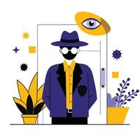 Conceptual Illustration of a Hidden Person Emerging from Darkness vector