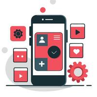 Conceptual Illustration of a Range of Mobile Applications on a Smartphone vector