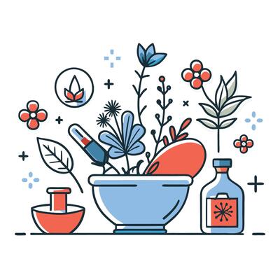 Vibrant Herbs Concept Illustration with Hand-Drawn Elements