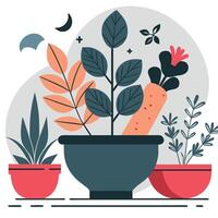 Illustrated Concept of Various Herbs in a Botanical Sketchbook vector