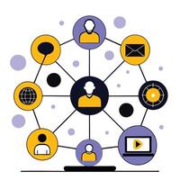 Interconnected Network Systems and Concepts in Abstract Blue and Green Illustration vector