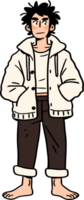 Casual Cartoon Character with White Jacket and Relaxed Pose Illustration png