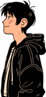 Boy Smiling in Hoodie, Animated Profile Portrait png
