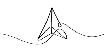 continuous line drawing navigation arrow symbol. abstract line art illustration vector