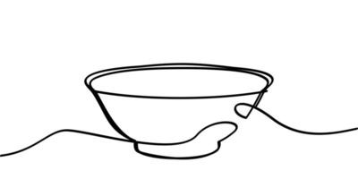 continuous line drawing of bowl symbol. abstract line art illustration vector